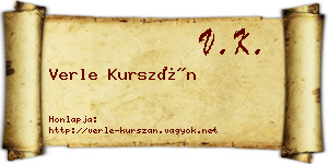Verle Kurszán névjegykártya